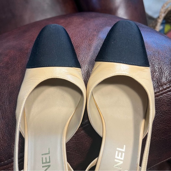 Chanel Cap Toe Slingback Pumps Heels size 36.5 - Picture 13 of 16